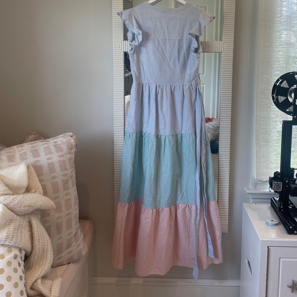 English Factory Color Block Dress with Tie💙💚🧡 - Picture 7 of 8